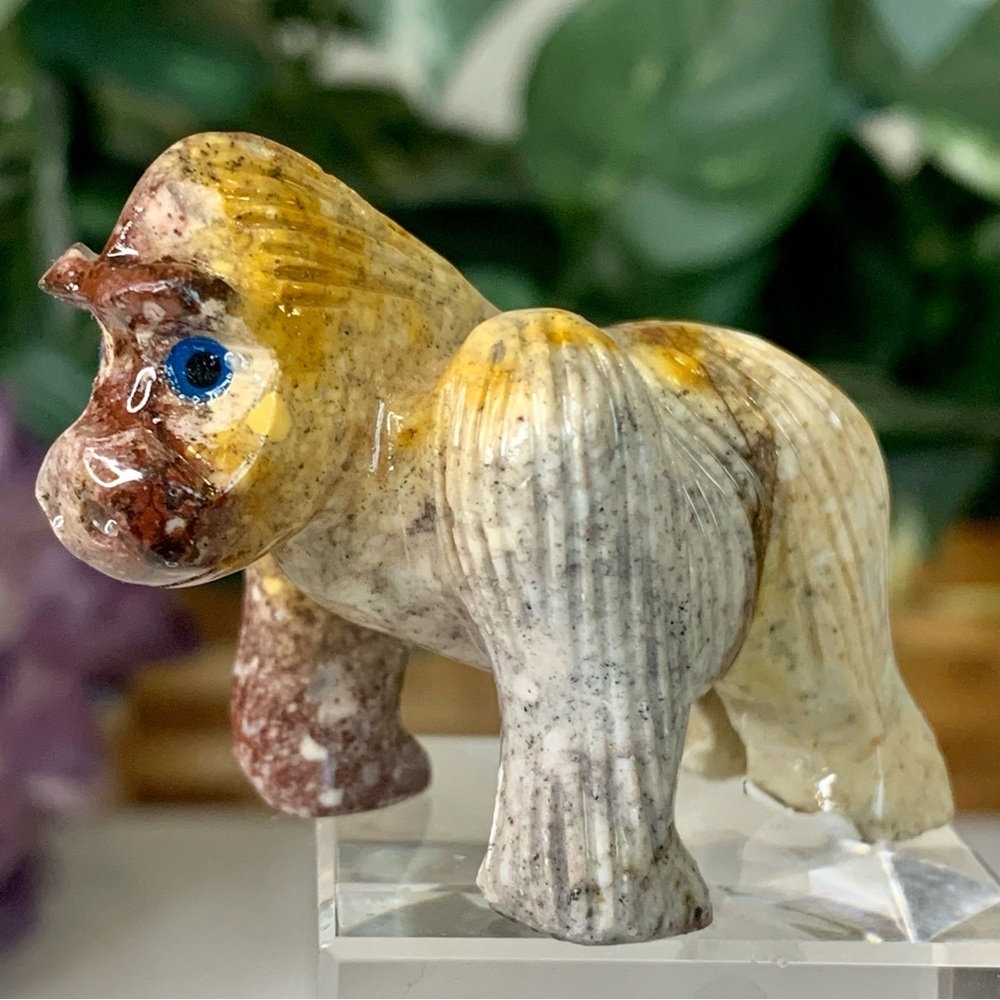 GORILLA Soapstone Figurine Stone Carving Carved Ape Statue Wild Animal Figure